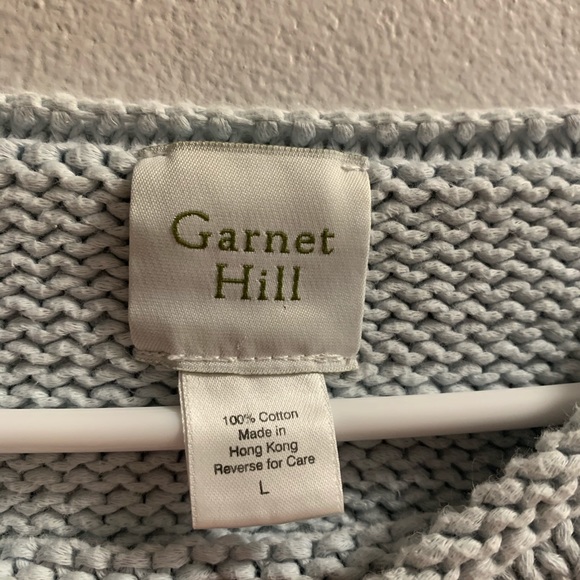 Garnet Hill Cotton Knit Blue Long Sleeve Sweater - Picture 4 of 6